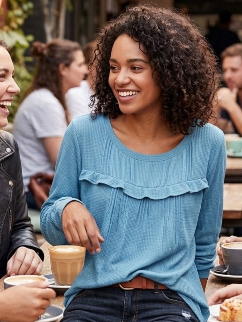 Women's Ruffled Yoke Long Sleeve